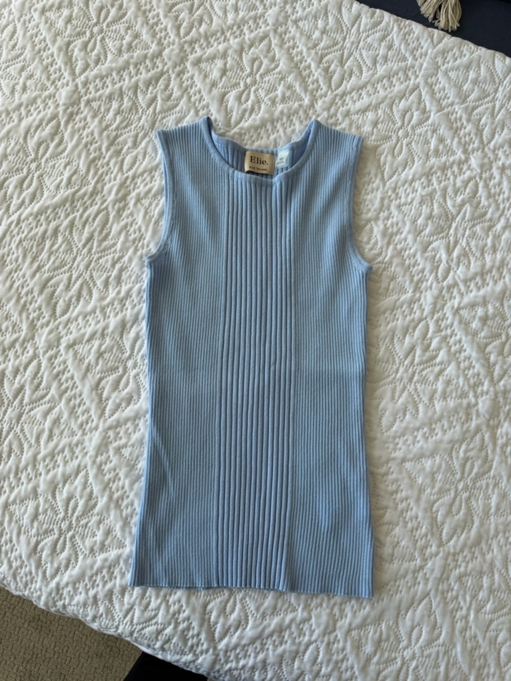 Elie Tahari Light Blue Ribbed Tank Top
